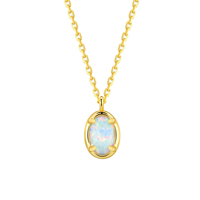 Collier pendentif ovale en opale de feu en argent sterling 925, bijou élégant et minimaliste en pierre précieuse