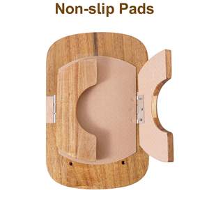 Table d'appoint 3-en-1 en bois d'acacia durable avec supports pour téléphone et tasse, idéale pour salle de bain et garage - Product Image 3