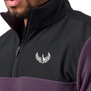 Sweat-shirt à col zippé en polaire pour homme, couleur prune, à blocs de couleurs, manches longues, chaud, pour le sport et les activités de plein air - Product Image 5