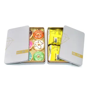 Food Grade Rectangular Cake Metal Packaging Biscuit Tin Can Candy Tinplate Tin Box For Cookies With Lids