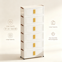 Armoire de rangement pliable à 6 niveaux en plastique PP, double porte avec roulettes, organisateur de rangement pour la maison