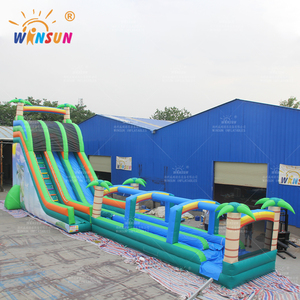 WINSUN Grand toboggan gonflable tropical commercial Toboggan vert ou toboggan sec Extérieur Gonflable Long Double Toboggan aquatique pour les enfants - Product Image 4