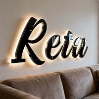 Enseigne LED 3D à lettres lumineuses latérales en titane noir miroir, logo de luxe pour club de yachts, hall d'hôtel, signalétique murale intérieure haut de gamme