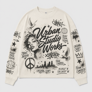 เสื้อยืดคอตตอนวาฟเฟิลแบบกำหนดเอง แขนยาว พิมพ์ลายกราฟิก สตรีทแวร์ โลโก้แบบกำหนดเอง คุณภาพสูง เสื้อยืดผู้ชาย - Product Image 1