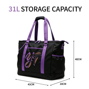 Zaino YT nero e viola con tasche multiple, borsa sportiva e fitness leggera, borsa per racchette da badminton di grande capacità - Product Image 2
