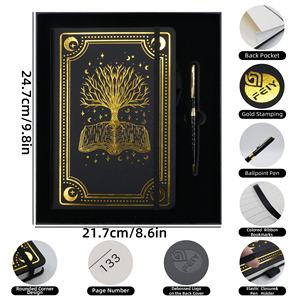 Yisan colorato <span class=keywords><strong>albero</strong></span> <span class=keywords><strong>della</strong></span> <span class=keywords><strong>vita</strong></span> diario personalizzato A5 cartonato con stampa di Logo 224 pagine regalo con penna e scatola - Product Image 4