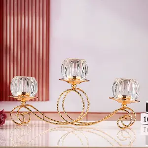 Castiçal de cristal para decoração de mesas de jantar, castiçal de cristal para festas de casamento