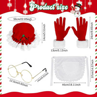 Accessoires de Père Noël pour femmes : chapeau, lunettes, tablier, gants – Ensemble d'accessoires de costume de Noël pour femmes pour les fêtes