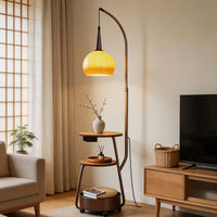 Lampadaire de style mi-siècle à hauteur réglable, lumière variable trois couleurs, télécommande, en fer et verre en forme de Yuzu pour chambre à coucher