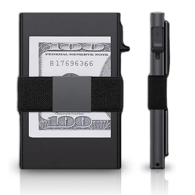Slim Card Holder Minimalist Pop up Wallet for Men RFID Blocking Mens Wallet with Cash Band