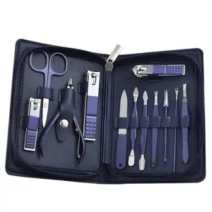 Top Quality Manicure Set Case 12 pcs Nail Clipper Set Stainless Steel Nail File Sets Business Trip