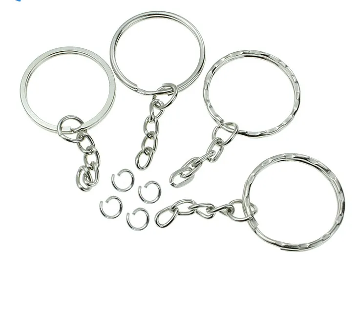Wholesale key ring key chain silver split key ring with chain