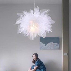 White Round Tulle Pendant <b>Light</b> <b>Led</b> E27 Chandelier For Bedroom Girl Room Decor - Product Image 2