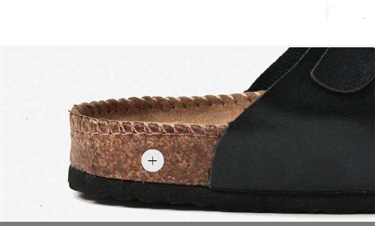 Unisex Cork Slippers Casual Beach Double Buckle Non-slip Outside Leather Slides Sandals Custom Logo