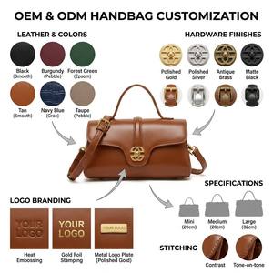 Bolso de Mano de Cuero Genuino Minimalista de Lujo |   Bolso bandolera de piel de becerro suave de primera calidad |   Bolso de Hombro de Diseño Clásico con Correa de Cadena - Product Image 3