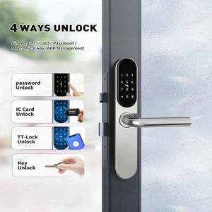 Cerradura Inteligente de PVC con Manija Dorada, Contraseña, WiFi Tuya, Código PIN Ttlock, Tarjeta M1, Cerradura Digital de Aluminio para Hotel y <span class=keywords><strong>Airbnb</strong></span> - Product Image 3