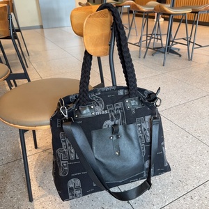 2026 trendy handbag women Leopard print shoulder bag fashion braded handle Women's Denim Shoulder Bag With Letter printing - Product Image 3