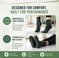 Chaussettes de yoga et de Pilates en coton avec grip, logo personnalisé en jacquard, absorbant la transpiration, antidérapantes, pour la barre et l'entraînement, pour femmes