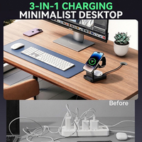 Support de chargeur sans fil magnétique 3-en-1 3,5 W à charge rapide pour iPhone 17/16/15/14/13 Pro Max et écouteurs