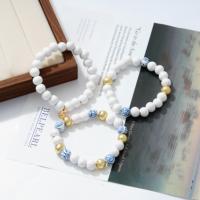Grosir set gelang manik-manik tali elastis warna-warni musim panas perhiasan wanita gelang manik-manik kayu