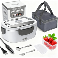 Boîte à lunch électrique chauffante portable avec sac de transport, en acier inoxydable, rechargeable par USB, grande capacité pour le bureau et la cuisine