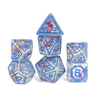 Ensemble de dés RPG personnalisés DND en résine avec fleurs réelles, dés transparents pour D&D, dés pour jeux de table Dungeon and Dragons