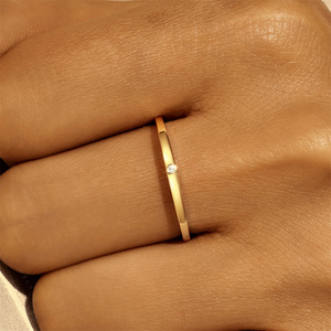 CANNER Promotion Exceptionnelle Bague de Mariage Minimaliste en Argent Sterling 925 avec Zircon Unique pour Femme et Homme, Bijoux Plaqué Or 18K - Product Image 4
