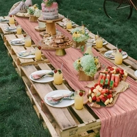 Fromage Tissu Linge De Table Gaze Coton Sauge Vert Nappe De Mariage Chemin Pour La Décoration De Mariage