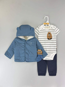 Ensemble de vêtements d'hiver pour bébé J35XL, 4 pièces, 3-18 mois, veste matelassée à capuche + body + pantalon + chaussettes, vêtements décontractés chauds doublés de polaire - Product Image 6