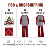 PASUXI Factory Wholesale Printed Patchwork Contrasting Color Home Clothing Christmas Long Sleeve Parent-Child Outfit Pajama Sets