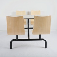 Ensemble de meubles de restaurant rapide en bois au design moderne pour 4 personnes, table et chaises de cantine à prix abordable