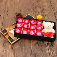 Kotak Hadiah Bunga Sabun Kreatif dengan 12 Mawar Beruang untuk Hari Valentine, Hari Wanita, Natal, Festival Musim Semi, Hadiah Spesial