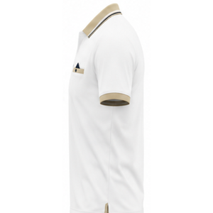 Men's <b>White</b> <b>Polo</b> Shirt Beige Collar Chest Pocket Short Sleeve Regular Fit Smart Casual Knitted Cotton T Shirt - Product Image 4