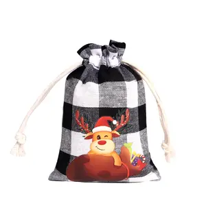 Sacs en tissu à cordon avec logo imprimé personnalisé Sac à cordon en toile Sacs à cordon de Noël