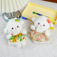 Poupée en peluche mignonne en coton PP et polyester, motif robe florale, accessoire de sac, best-seller, célèbre sur internet, pour lancer de mariage, 15 cm