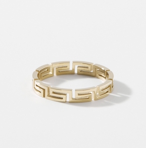 Anello Unisex in Acciaio Inossidabile con Motivo Geometrico Traforato Inspire Jewelry, Non Sbiadisce Facilmente, con Gemma e Motivo a Meandro - Product Image 1