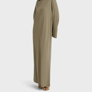 <span class=keywords><strong>Abito</strong></span> Abaya Premium in Jersey con Logo Ricamato, Vestito <span class=keywords><strong>Lungo</strong></span> da Donna Musulmana con Collo Tondo - Product Image 4