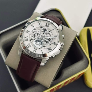 <span class=keywords><strong>Reloj</strong></span> de lujo FOSSILl ME3027 automático con esqueleto de acero inoxidable para <span class=keywords><strong>hombre</strong></span>, cronógrafo mecánico con puntero, correa de cuero de 24mm, 50M - Product Image 3