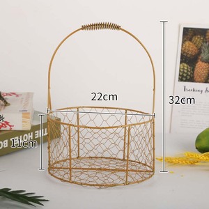 Cesto regalo a mano di un anno cesto di nozze festivo cesto di filo spinato dorato all'ingrosso - Product Image 1