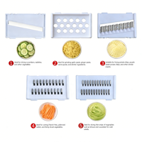 Hachoir manuel multifonctionnel pour légumes, usage culinaire, avec fonction de découpe et de râpage, protège-main ondulé et panier de filtration d'eau