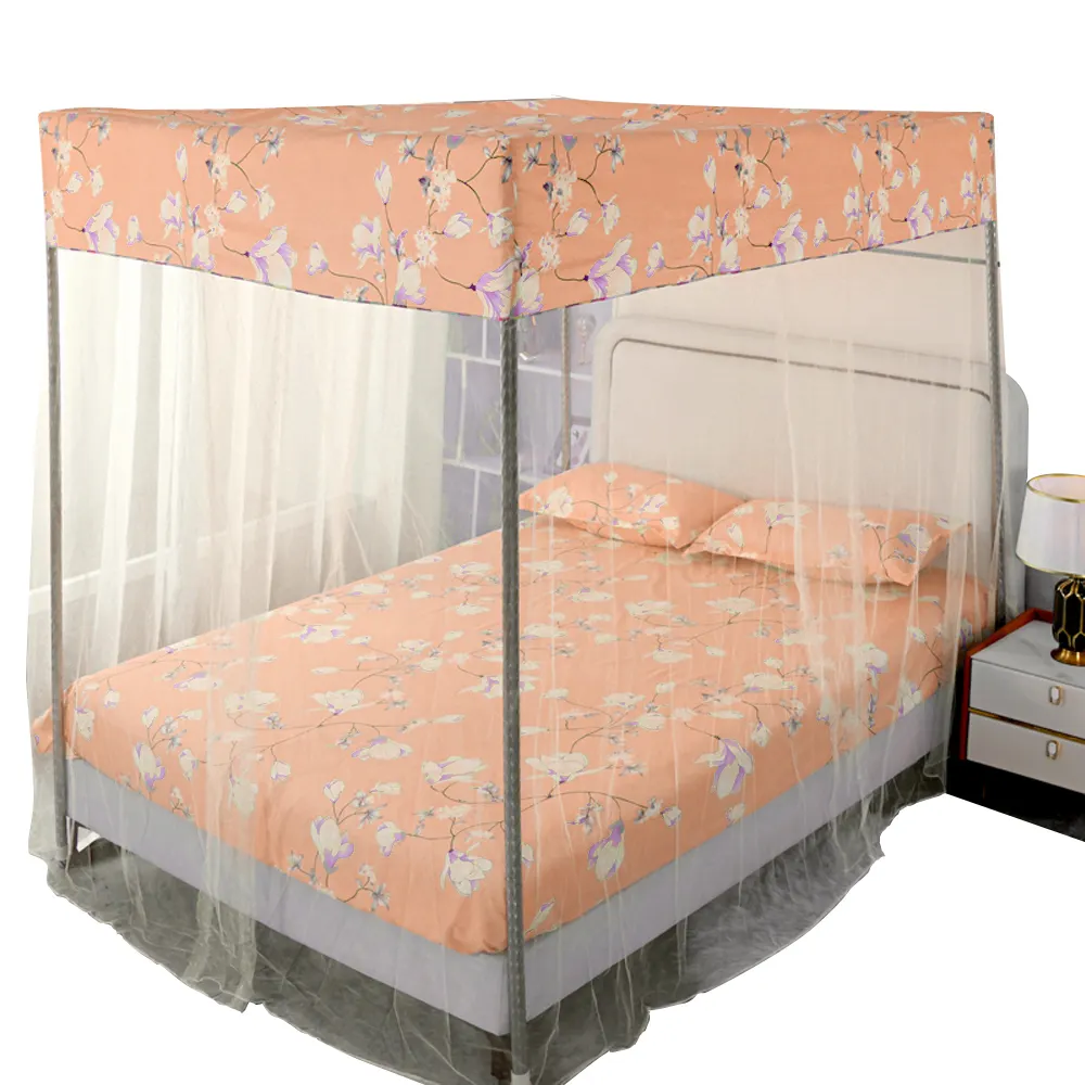 Nakış yetişkin dantel pileli cibinlik çift katmanlı gül çift kişilik yatak kare sineklikler kral yatak için