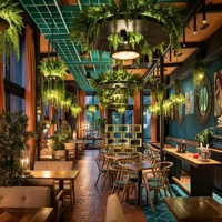 Aménagement complet de salle de restaurant, mobilier personnalisé, design d'intérieur, présentoir commercial, comptoir de bar, décoration de boutique