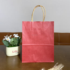 Custom Printed Kraft <b>Paper</b> Packaging Bag Handle <b>Biodegradable</b> Fast Food Takeaway Restaurant Carry for Supermarket Use Promotions - Product Image 2