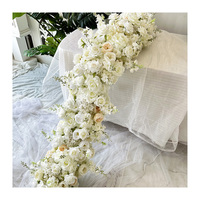 CQ37 Coureur de fleurs en mousse artificielle en soie d'hortensia blanc personnalisé pour décorations de mariage et de la Saint-Valentin