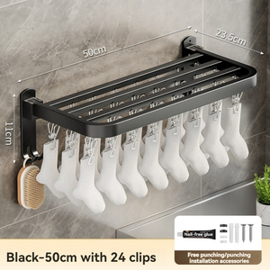 סיטונאי קיר מותקן מתקפל בגדים מתקפל שטח שמירת אלומיניום הביתה כביסה להאריך בגדים מתלה - Product Image 5