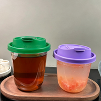 Cangkir Plastik PET Transparan dengan Logo Custom, Bentuk U, Sekali Pakai, 500ml 700ml 1000ml, untuk Minuman Dingin, Dilengkapi Tutup, untuk Take Away