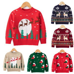 <span class=keywords><strong>Pull</strong></span> d'hiver à manches longues en coton unisexe avec dessin animé de Noël pour garçons et filles en automne et en hiver - Product Image 4