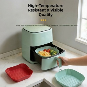 Tapetes de silicona reutilizables para freidora de aire, antiadherentes, resistentes al calor, para hornear, con su LOGO OEM, de grado alimenticio - Product Image 4