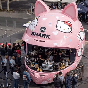 Grande arte all'aperto dell'acciaio inossidabile-casco creativo della motocicletta e scultura della casa del caffè fatti a mano con la tecnica di placcatura - Product Image 5