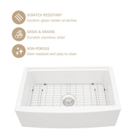 Sarlai 33 Bol unique-Évier de ferme blanc Tablier de poste de travail avant Évier de ferme blanc en porcelaine céramique